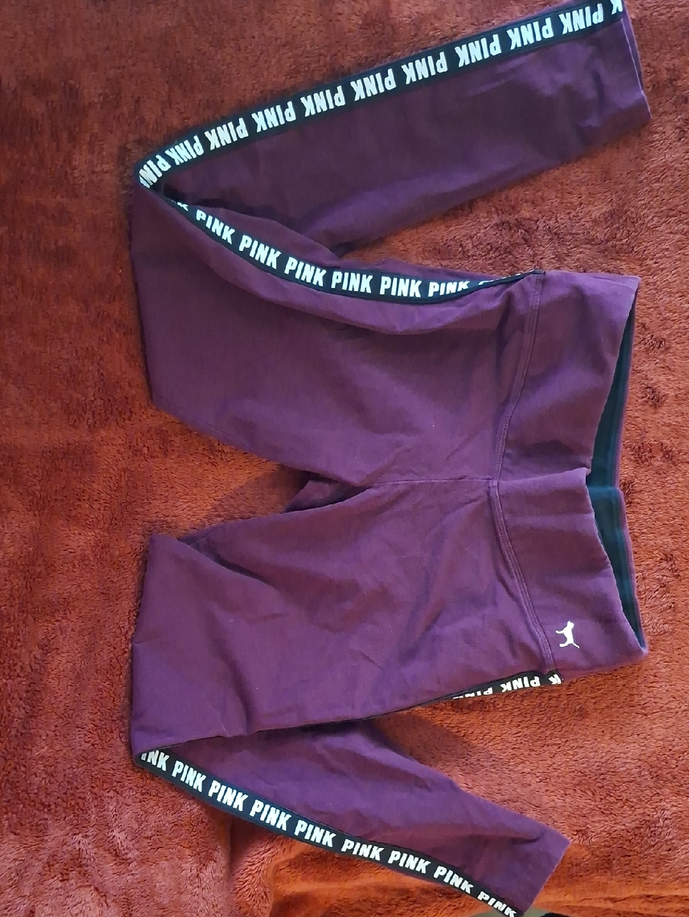 PINK Victoria's Secret Maroon Girls' Logo Trim Leggings - Picture 1 of 3